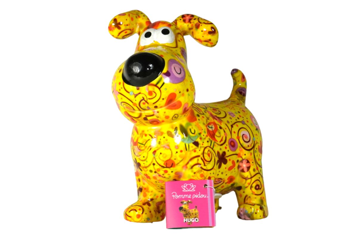 Pomme Pidou Spardose Money Bank Hugo Dog Yellow Heart