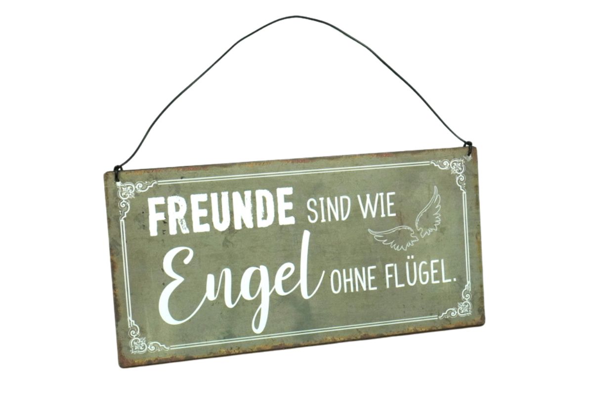 Deko Blechschild Aufhänger Freunde sind wie Engel ohne Flügel