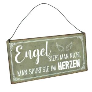 Deko Blechschild Aufhänger Engel sieht man nicht man spürt sie im Herzen