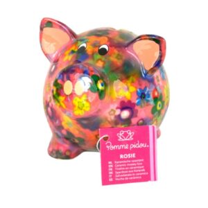 Pomme Pidou Money Bank Spardose Petit Sparschwein Rosie Bunte Blümchen
