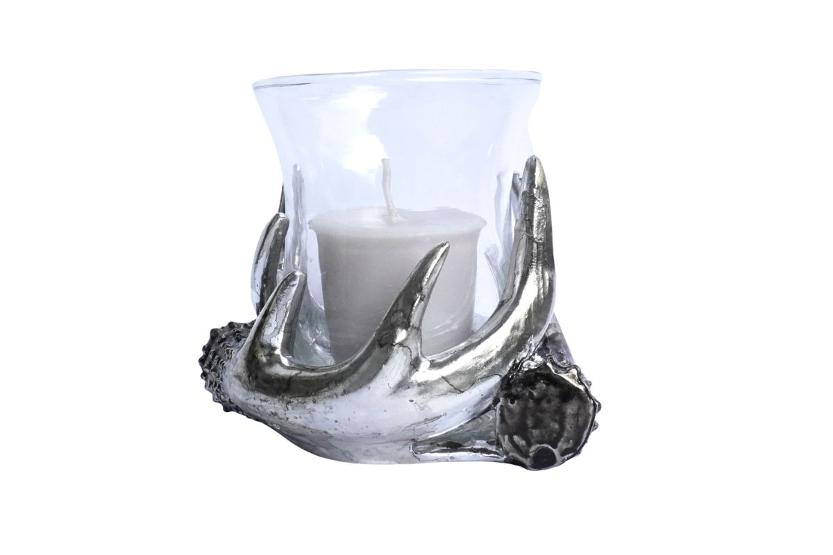 Deko Kerzenhalter Teelichthalter Windlicht Geweihhalter mit Glas