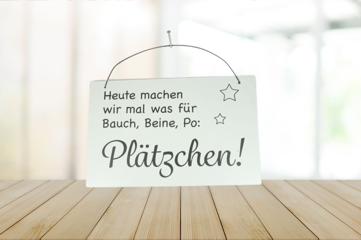 Deko Holzschild Deko Aufsteller Weiß Heute machen wir mal was für Bauch Beine und Po Plätzchen