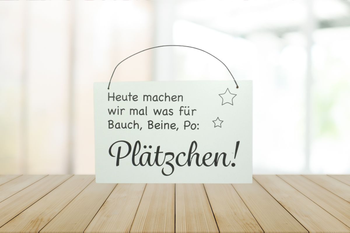 Deko Holzschild Deko Aufsteller Weiß Heute machen wir mal was für Bauch Beine und Po Plätzchen