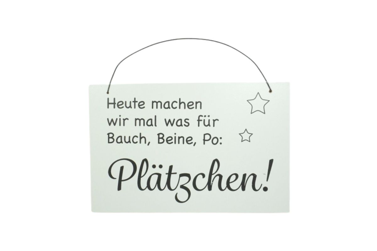 Deko Holzschild Deko Aufsteller Weiß Heute machen wir mal was für Bauch Beine und Po Plätzchen