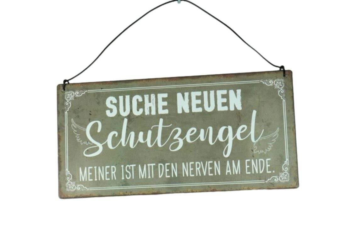 Deko Blechschild Aufhänger Suche neuen Schutzengel Meiner ist mit den Nerven am Ende
