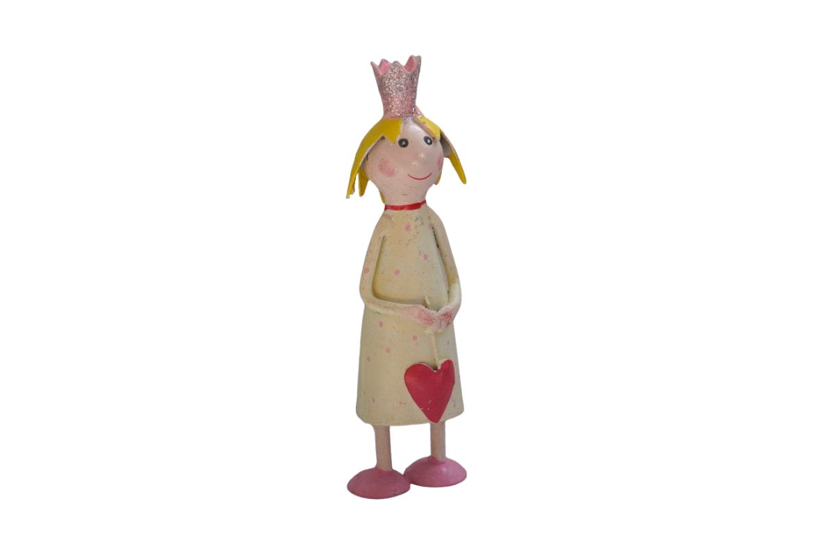 Pape Deko Figur Blechpuppe Little Prinzessin Zartgelb mit Herz 11cm Handarbeit