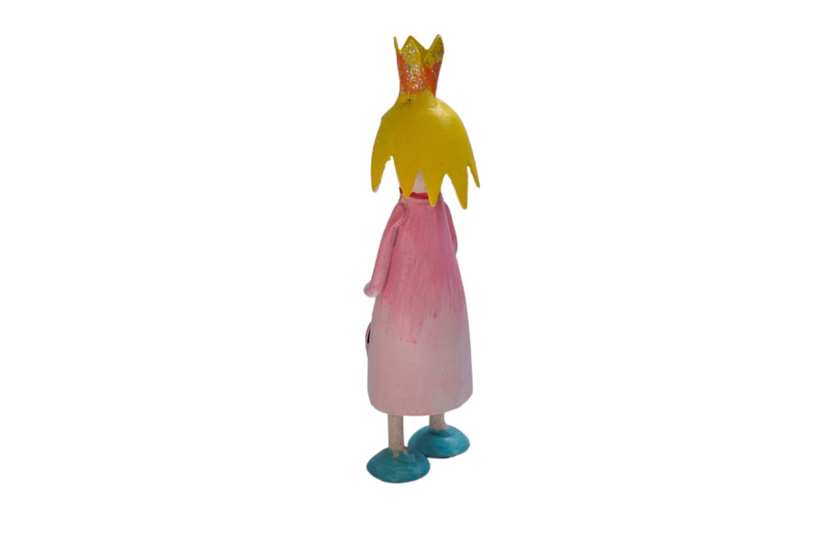 Pape Deko Figur Blechpuppe Little Prinzessin Rosa Gelb mit Herz 11cm Handarbeit