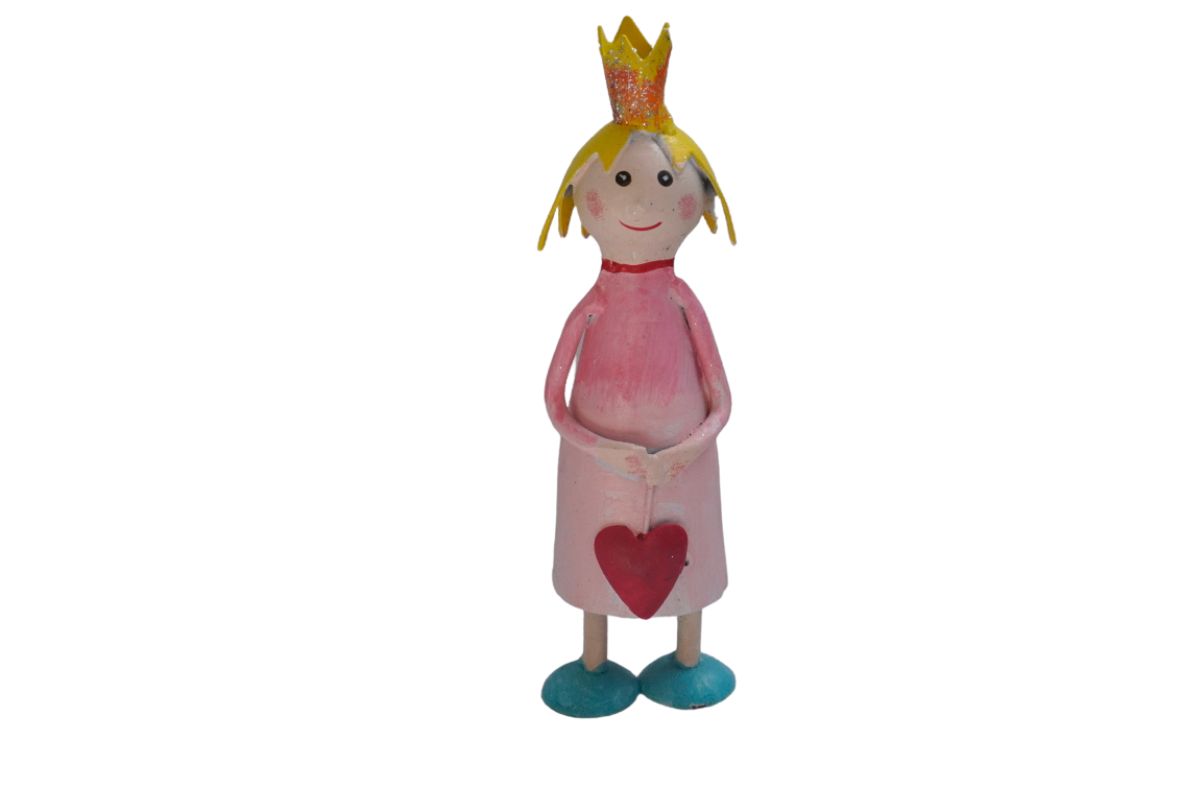 Pape Deko Figur Blechpuppe Little Prinzessin Rosa Gelb mit Herz 11cm Handarbeit