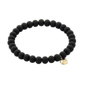 a Armband Ton Perlen Schwarz Damen Armband Glücksbringer Biba Anhänger Gold