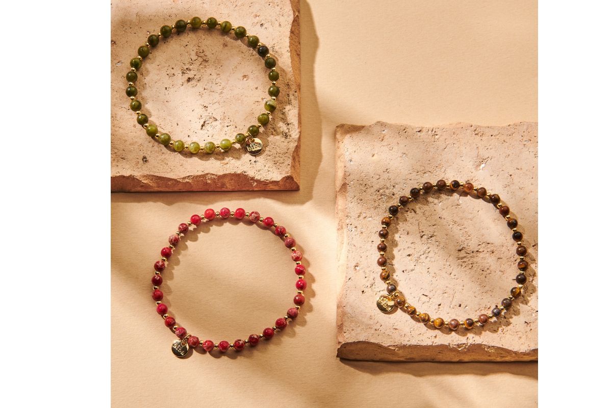 Biba Armband Crystal Perlen Beige Damen Armband Biba Anhänger Rosegold – Bild 6