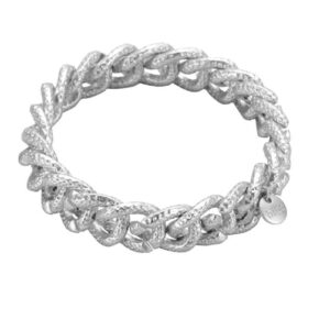 Biba Armband Metall Glieder Silber Glitzer Damen Armband Biba Anhänger Silber