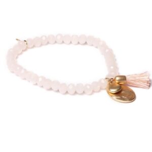 Biba Armband Crystal Perlen Rosa & Troddel Damen Armband Biba Anhänger Gold