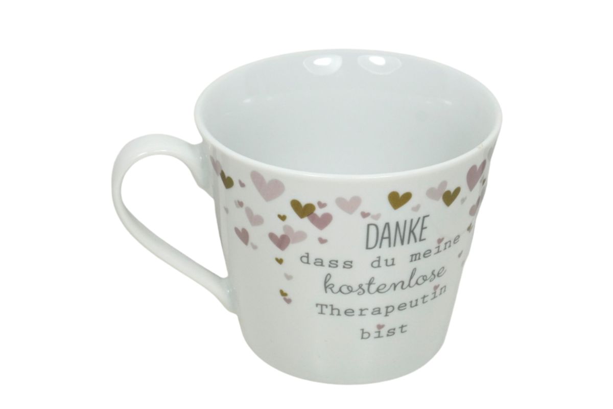 Krasilnikoff Henkeltasse Kaffeetasse Sprüche Tasse Danke dass du meine kostenlose Therapeutin bist