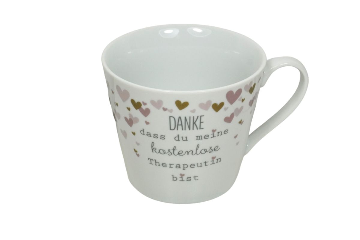 Krasilnikoff Henkeltasse Kaffeetasse Sprüche Tasse Danke dass du meine kostenlose Therapeutin bist