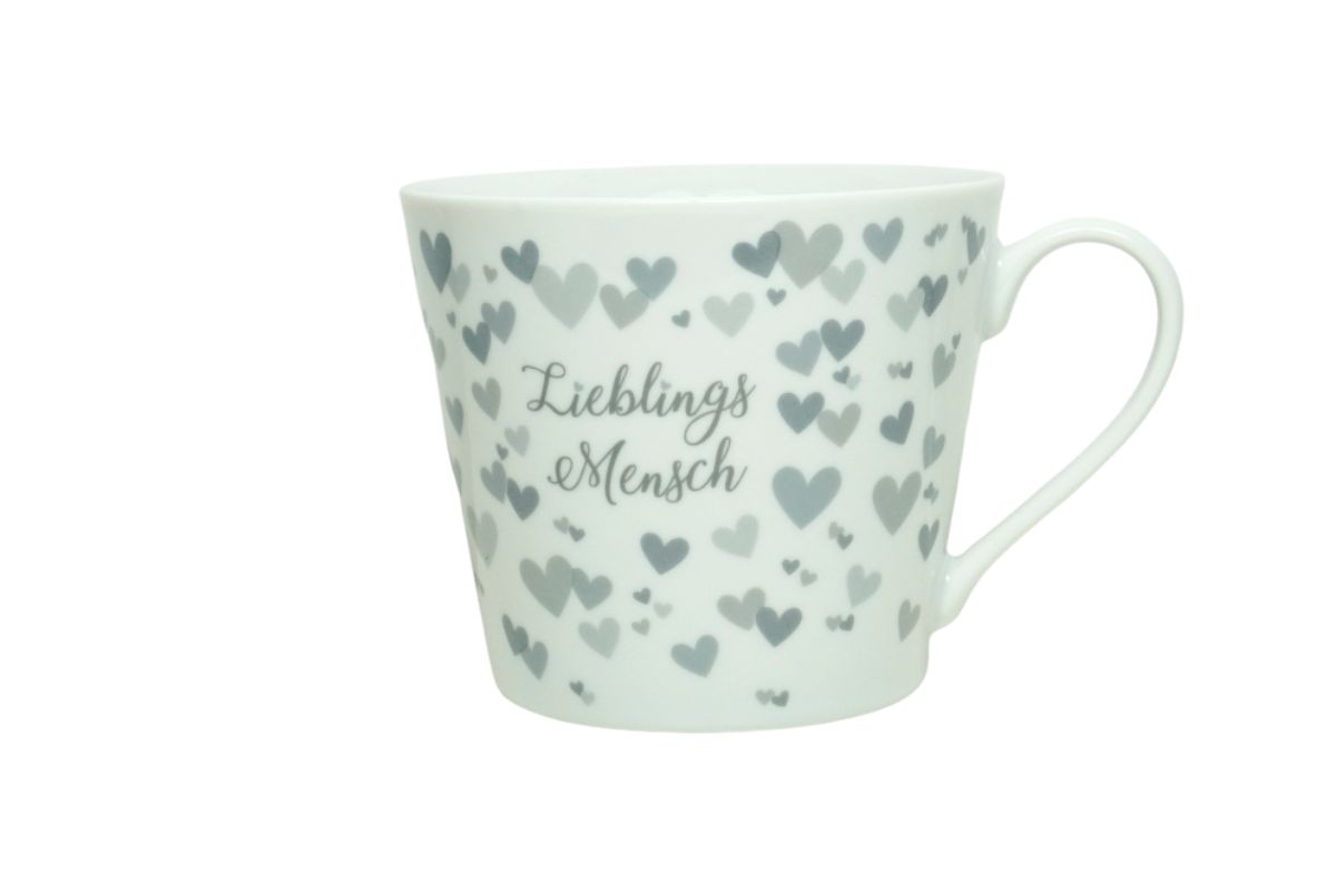 Krasilnikoff Henkeltasse Kaffeetasse Sprüche Tasse Lieblings Mensch Grau