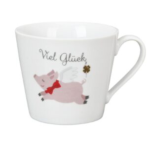 Krasilnikoff Henkeltasse Kaffeetasse Sprüche Tasse Viel Glück