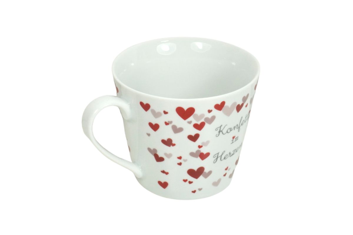 Krasilnikoff Henkeltasse Kaffeetasse Sprüche Tasse Konfetti im Herzen