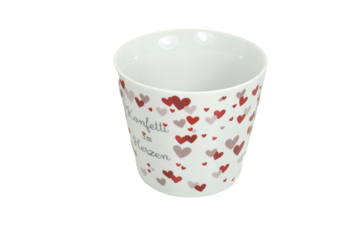 Krasilnikoff Henkeltasse Kaffeetasse Sprüche Tasse Konfetti im Herzen