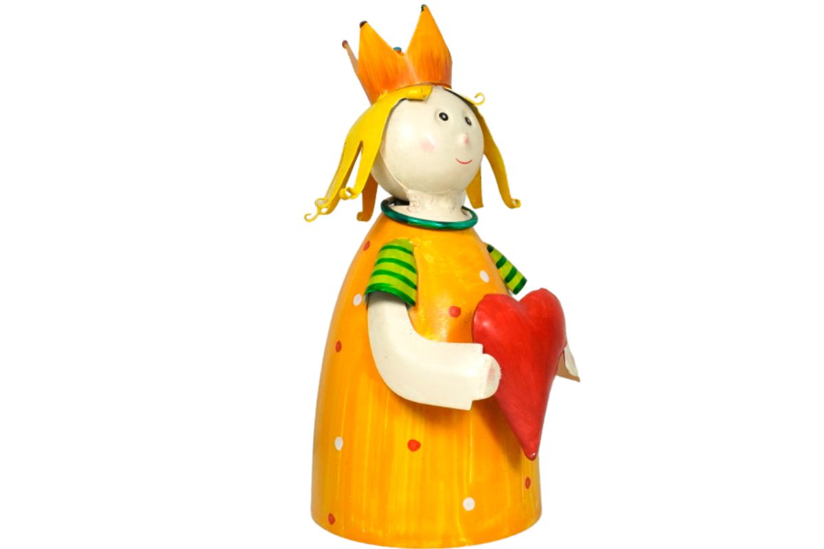 Deko Figur Metall Blechfigur Zaunhocker Orange Princess mit Herz