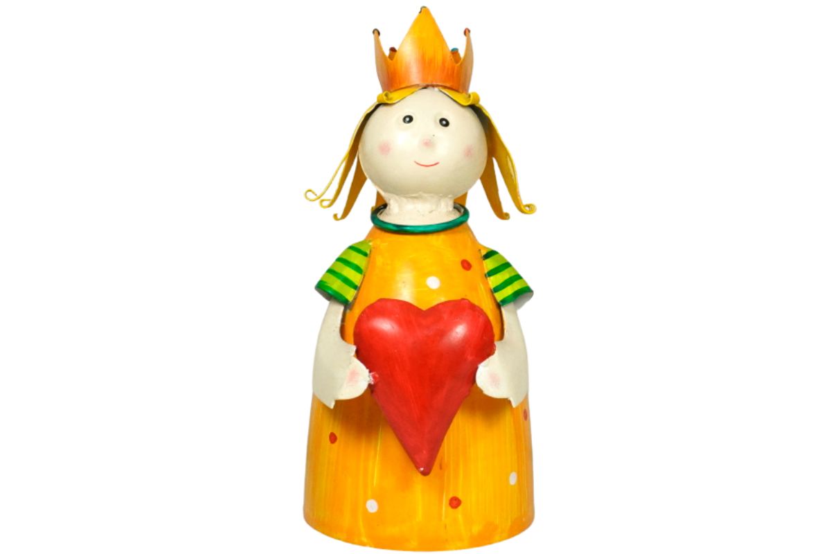 Deko Figur Metall Blechfigur Zaunhocker Orange Princess mit Herz