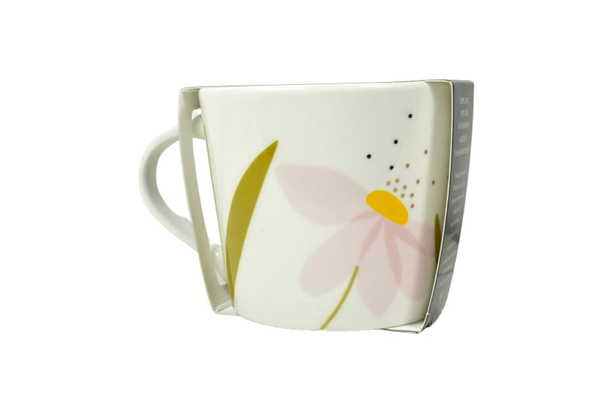 Grafik Werkstatt Henkelbecher Kaffeebecher Sprüchetasse Einatmen Ausatmen genießen