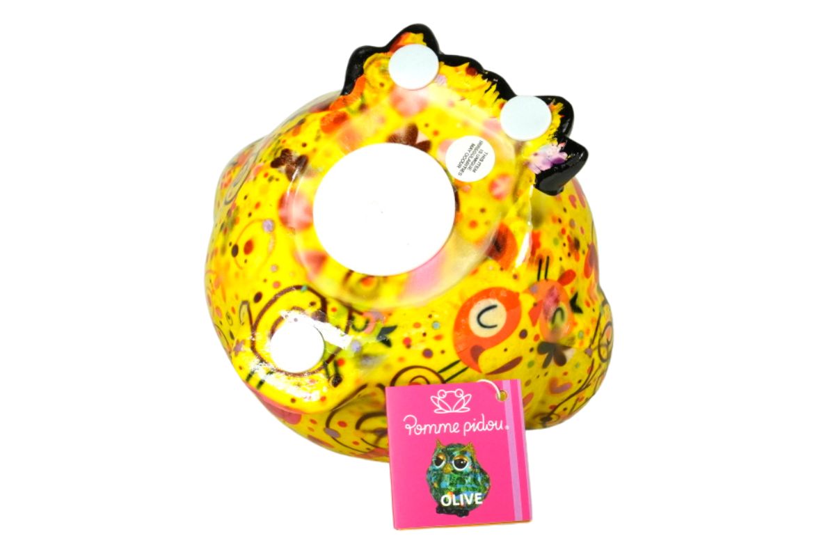 Pomme Pidou Spardose Money Bank Eule Olive Gelb Blumen