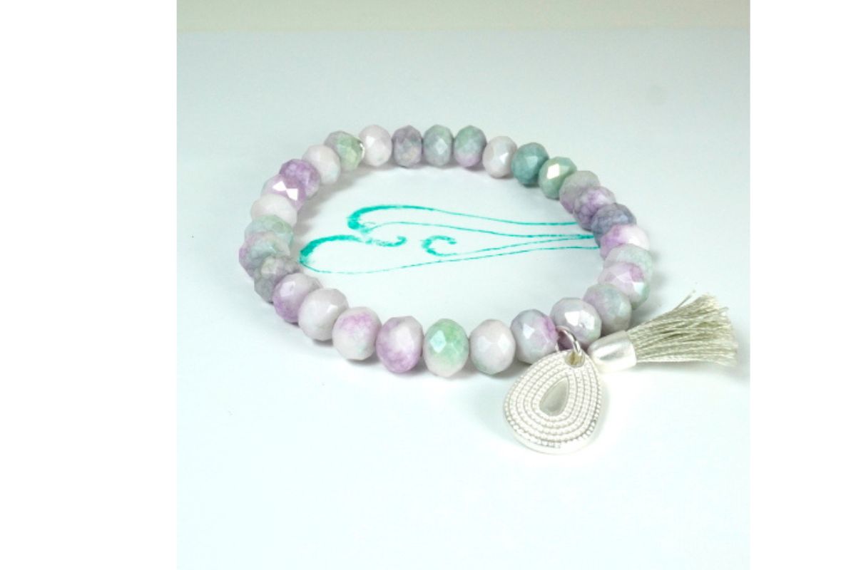 Biba Armband Crystal Pastell Perlen Damen Armband Troddel Silber Tropfen Anhänger Silber