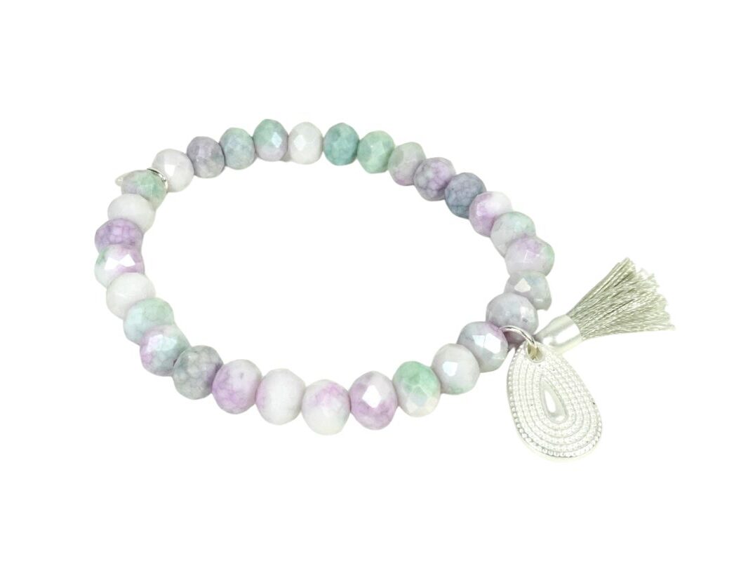 Biba Armband Crystal Pastell Perlen Damen Armband Troddel Silber Tropfen Anhänger Silber