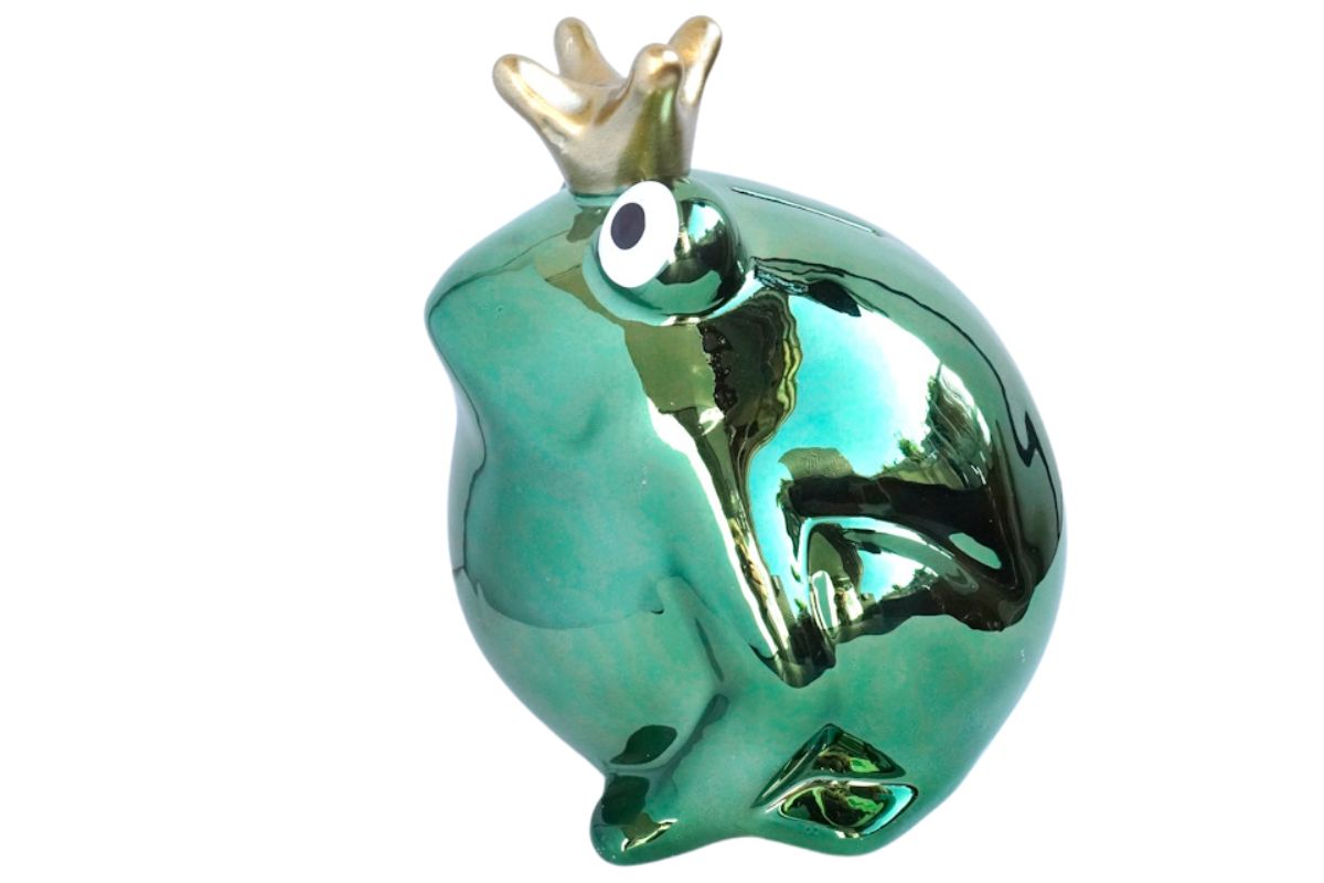 Pomme Pidou Spardose Money Bank Frosch Freddy Metallic Grün