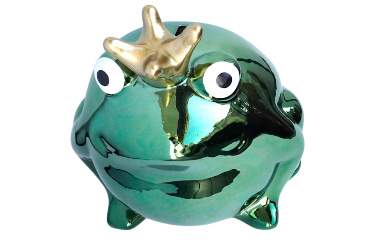 Pomme Pidou Spardose Money Bank Frosch Freddy Metallic Grün