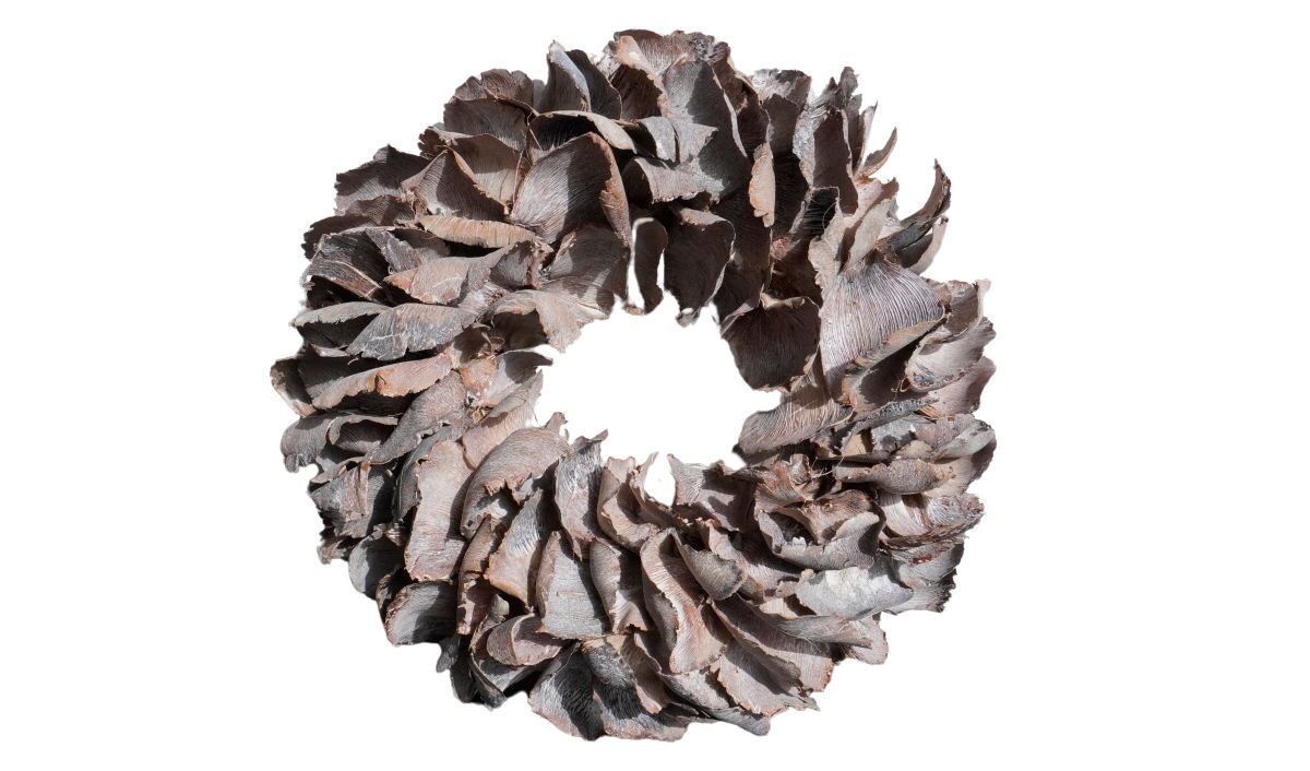 Couronne Deko Kranz Naturkranz Palm Petal Wreath Grey Wash 25cm∅ Handarbeit