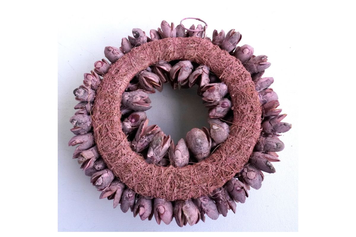 Couronne Dekokranz Wandkranz Naturkranz Handarbeit Bakuli Wreath Cerise 20 ∅