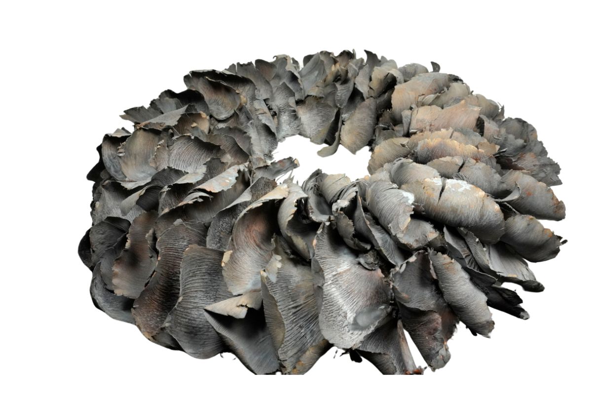 Couronne Dekokranz Wandkranz Naturkranz Handarbeit Palm Petal Wreath Dark Grey 40 ∅