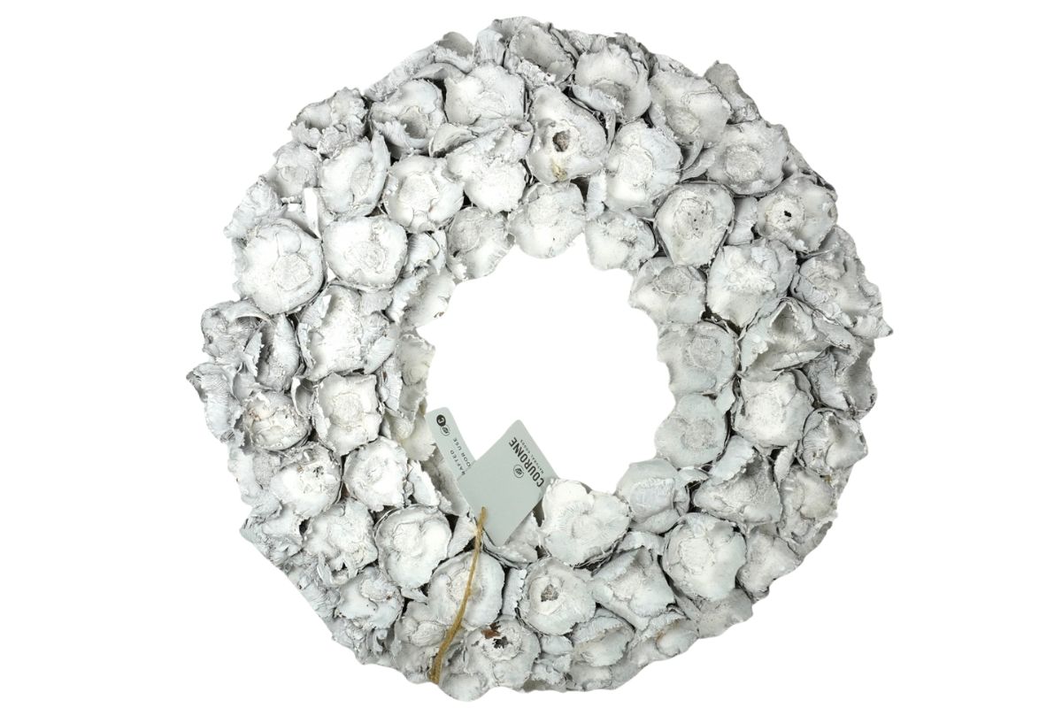 Couronne Dekokranz Wandkranz Türkranz Naturkranz Handarbeit Coco Flower White 40 ∅
