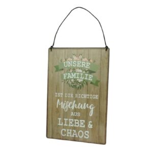Deko Blechschild Aufhänger Wand Deko Unsere Familie ist die richtige Mischung Aus Liebe & Chaos