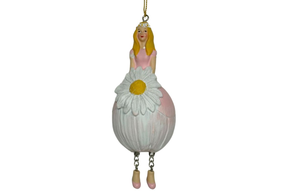 Deko Figur Blumenmädchen Gänseblümchenmädchen Rose zum Hängen