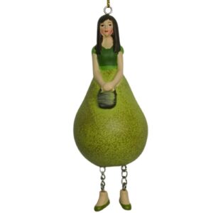 Deko Figur Blumenmädchen Birnenmädchen Grün zum Hängen
