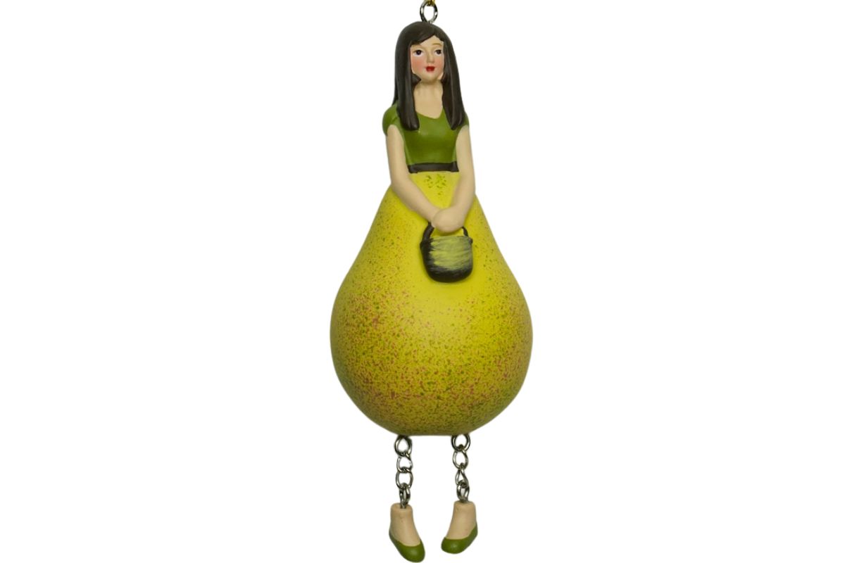 Deko Figur Blumenmädchen Birnenmädchen Gelb zum Hängen