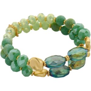 Biba Armband Vintage Retro Crystal Perlen Mix Duo Damen Armband Anhänger Gold 18mm