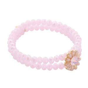 Biba Armband Crystal Perlen Rosa Full Blum Damen Armband Anhänger Gold 18cm