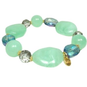 Biba Armband Vintage Retro Big Crystal Perlen Mix Damen Armband Anhänger Gold