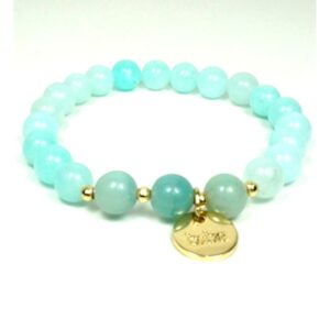 Biba Armband Resin Perlen Hellblau Damen Armband Anhänger Gold