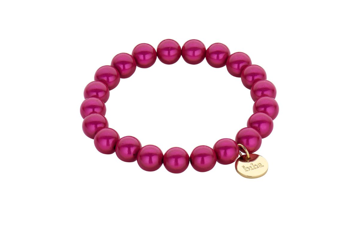 Biba Armband Polymer Perlen 8mm Damen Armband Pink Gold Anhänger