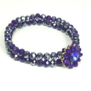 Biba Armband Crystal Perlen Blau Full Blum Damen Armband Anhänger Gold