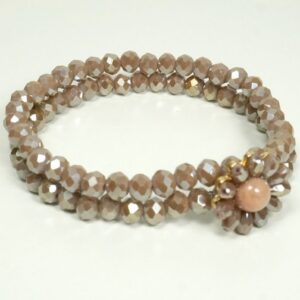 Biba Armband Crystal Perlen Braun Full Blum Damen Armband Anhänger Gold