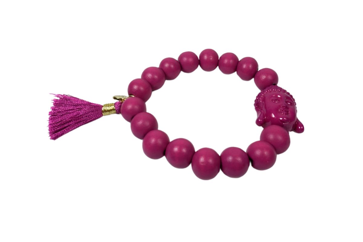 Damen Armband Wein Rot Buddha Troddel Perlen Modeschmuck Armband – Bild 5