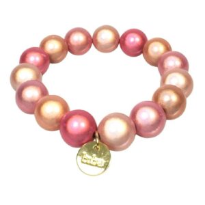 Biba Armband Polymer Perlen 14mm Ø Damen Armband Apricot Gold Anhänger