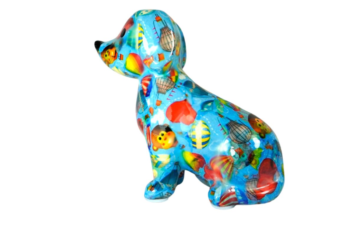 Pomme Pidou Spardose Money Bank Dackel Hund Opal Blau
