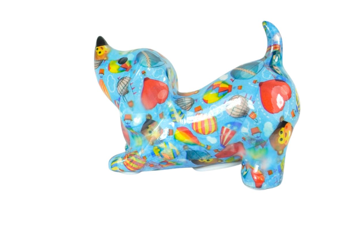 Pomme Pidou Spardose Money Bank Dackel Hund Filou Hellblau