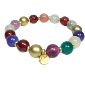 Biba Armband Resin Perlen Bunt 10mm Ø Damen Armband Gold Anhänger